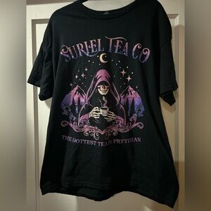 Black Graphic Tee with Purple Design